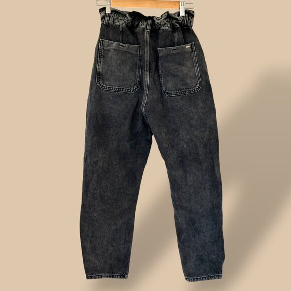 Zara High Waisted Paperbag Mom Jeans Loose Fit Barrel Style Elastic Waist Size 6 - Picture 3 of 10